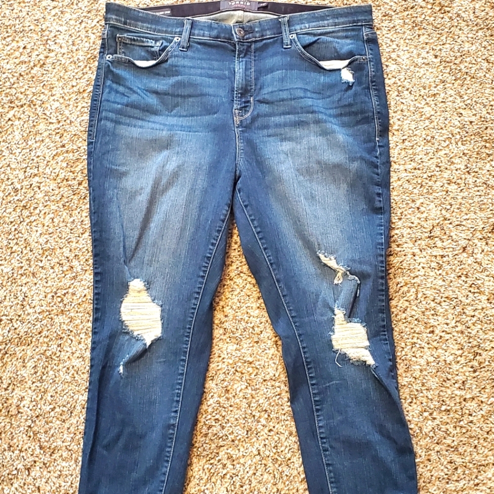 Torrid super skinny distressed crop jeans